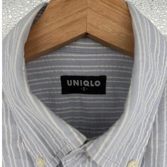 Uniqlo Other - Y2K Uniqlo Mens Small Blue White Striped Cotton Short Sleeve Button Down Shirt